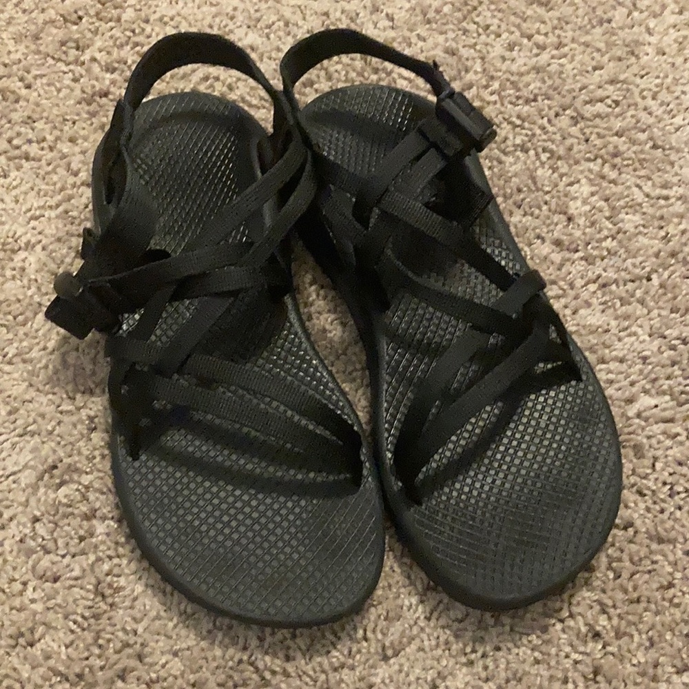 Women’s black chacos, barely worn. Size 10.